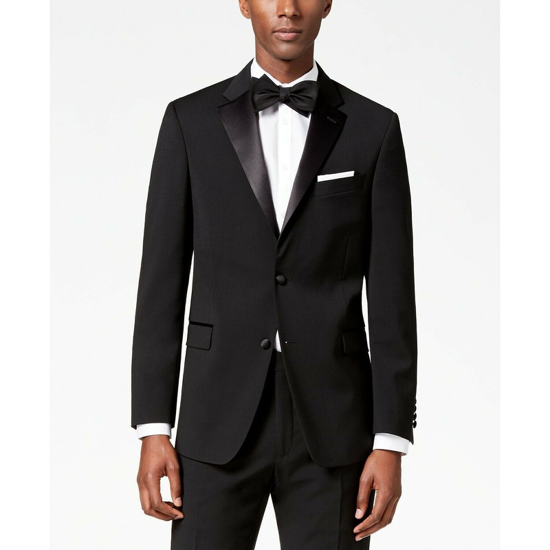 Tommy Hilfiger Men's Modern-Fit Flex Stretch Black Tuxedo Jacket 36R