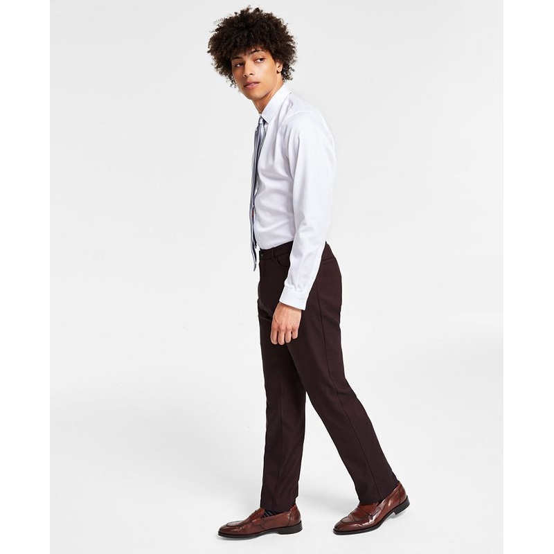 Tommy Hilfiger Men's Twill Pants 40 x 32 Flex Modern Fit Four-Pocket Burgundy