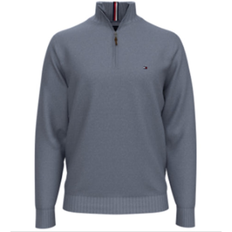 Tommy Hilfiger Mens Quarter-Zip Sweater Captains Blue 2XL