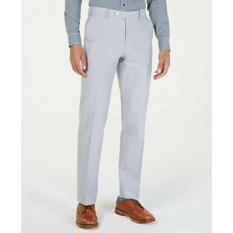 Tommy Hilfiger Modern-Fit Stretch Light Gray Chambray Dress Pants 40 x 32