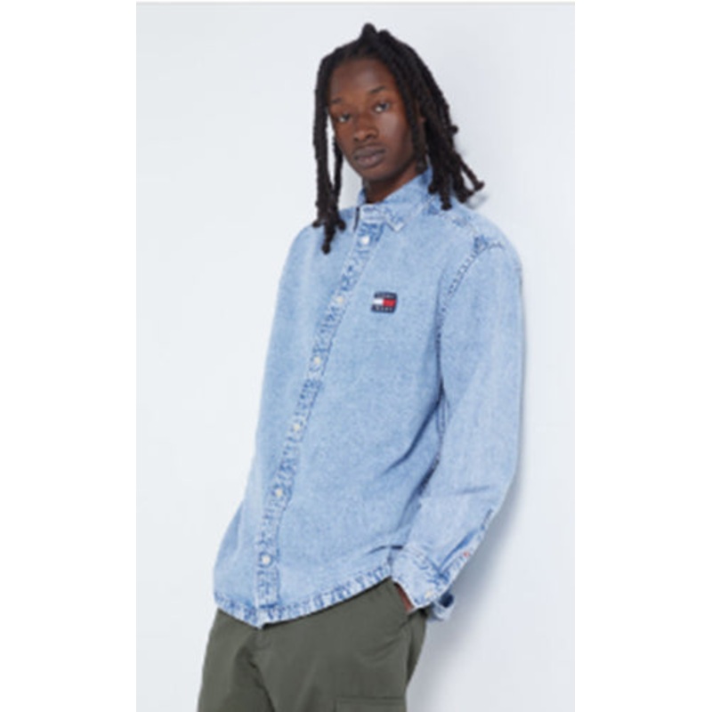 Tommy Jeans Men's Denim Long Sleeve Shirt Light Indigo Large