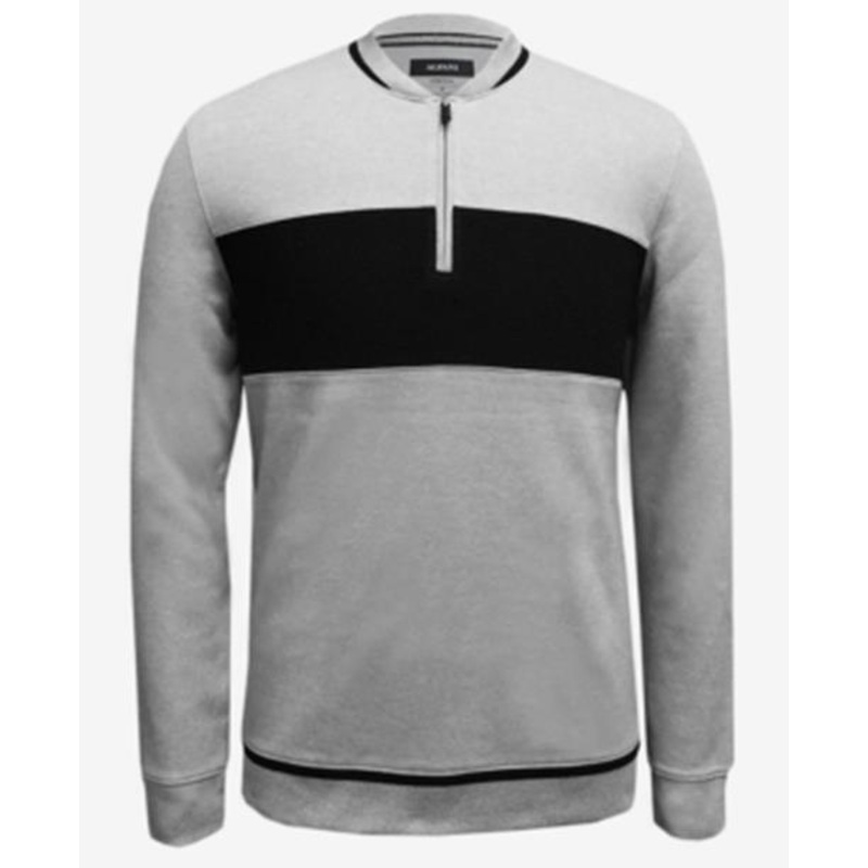 Alfani Men's Baseball Ottoman Quarter Zip Sweatshirt Grey XL