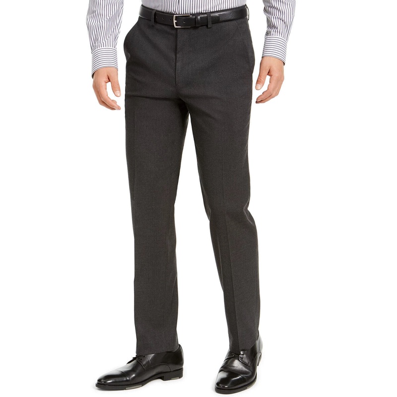 Alfani Men's Classic-Fit Stretch Solid Charcoal Dress Pants 40 X 32