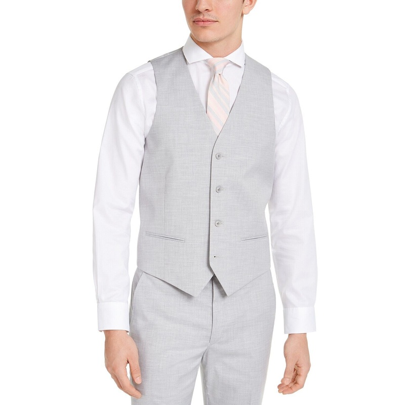 Alfani Men's Slim-Fit Stretch Solid Suit Vest Large Light Grey