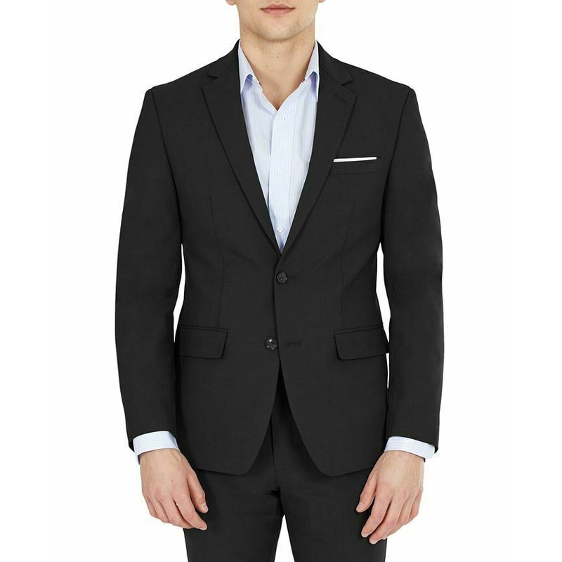 Bar III Men's Extra Slim Skinny Fit Wool Suit Jacket 42L Black Two Button