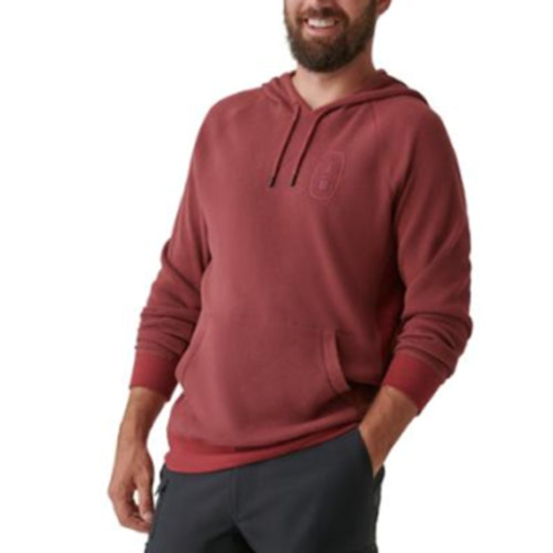BASS OUTDOOR Mens Bay Stretch Hoodie Sweatshirt Waffle Knit Oxblood Red Small