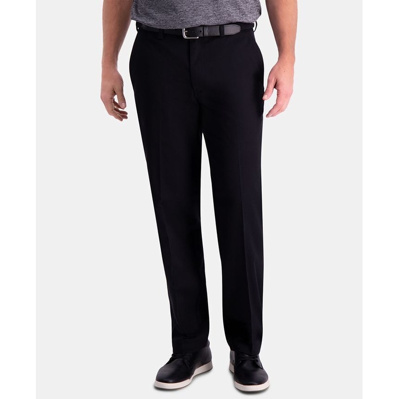 HAGGAR J.M. Mens Dress Pants 40 x 29 Black Khaki Classic-Fit 2-Way Stretch