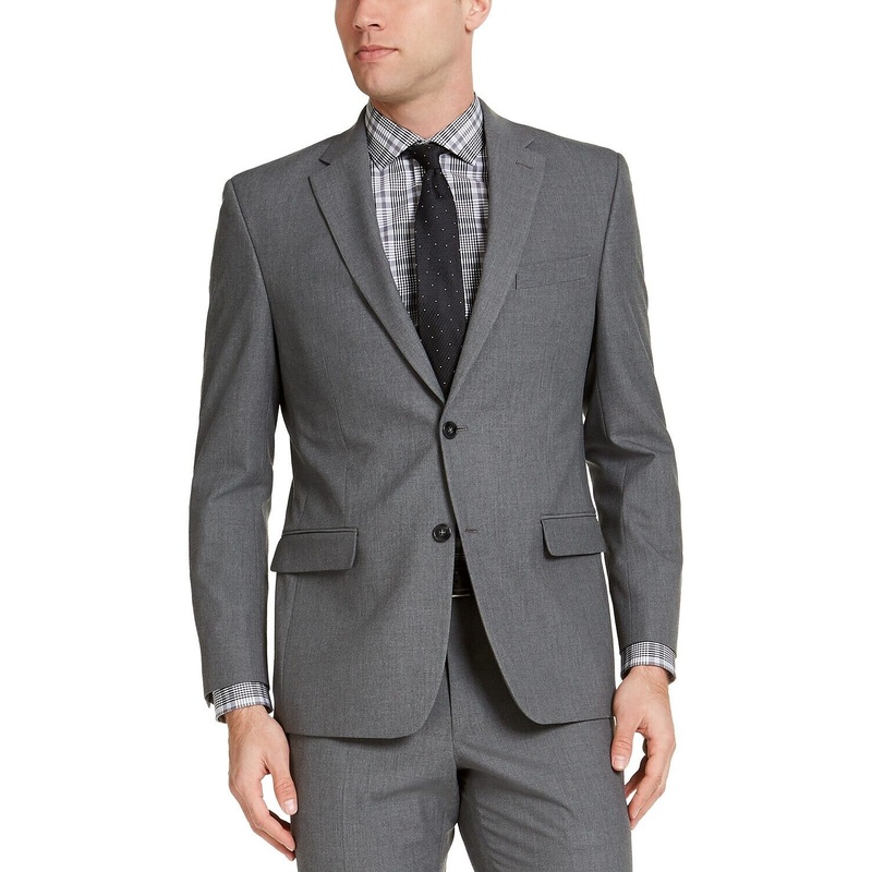 IZOD Men's Classic-Fit Grey Solid Suit Jacket 42R JACKET ONLY