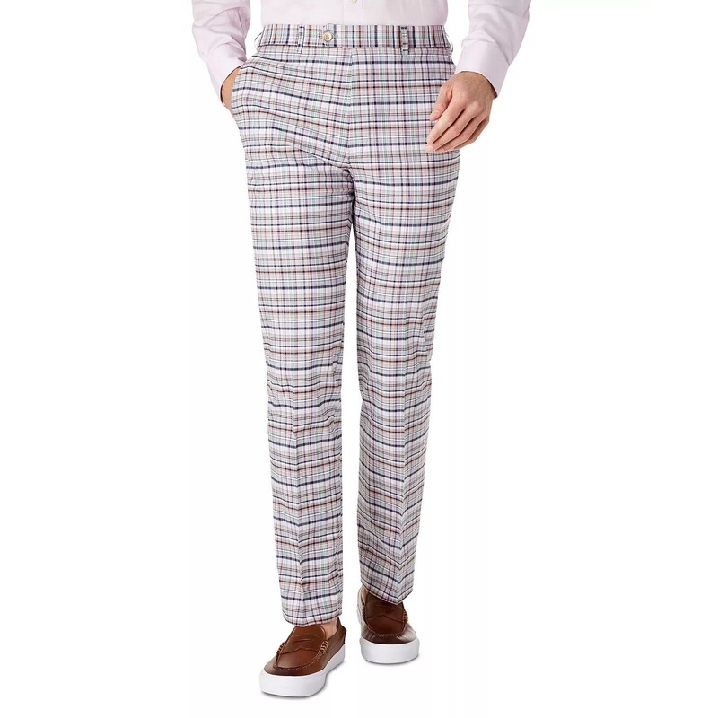 Lauren Ralph Lauren Men's Classic-Fit Madras Plaid Dress Pants 32 x 32 Pink