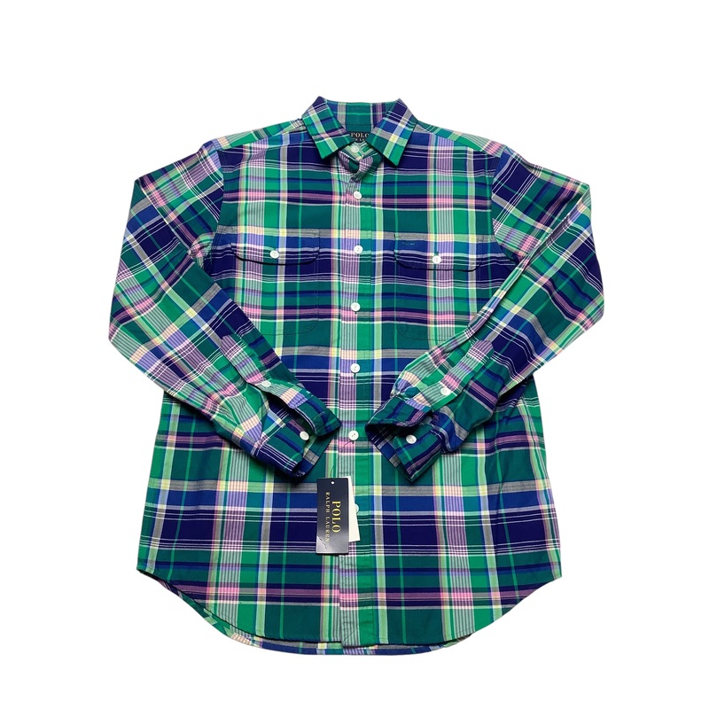 Polo Ralph Lauren Mens Classic fit Long Sleeve Button-Up Shirt Small Green Plaid