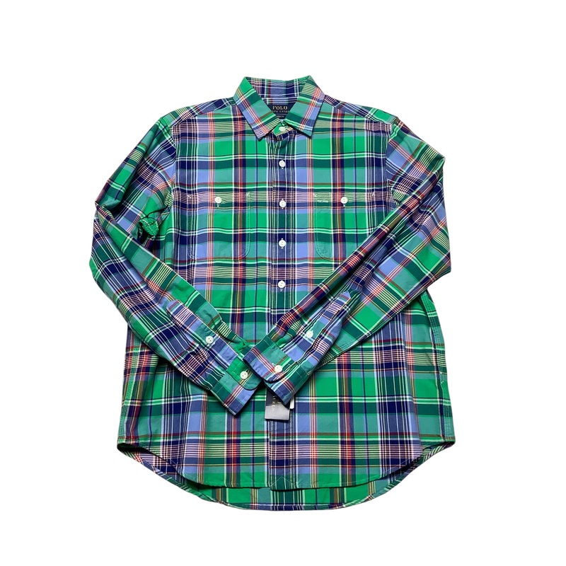 Polo Ralph Lauren Mens Classic Long Sleeve Button-Up Shirt Medium Green Plaid