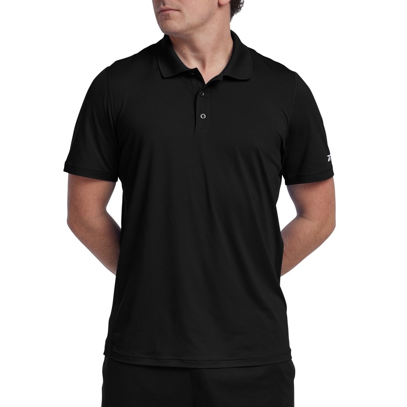 Reebok Men Regular fit Short Sleeve Polo Shirt Small Black Solid
