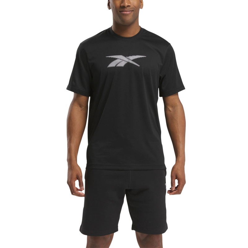 Reebok Men Skinny fit Short Sleeve T-Shirt Shirt Small Black Solid