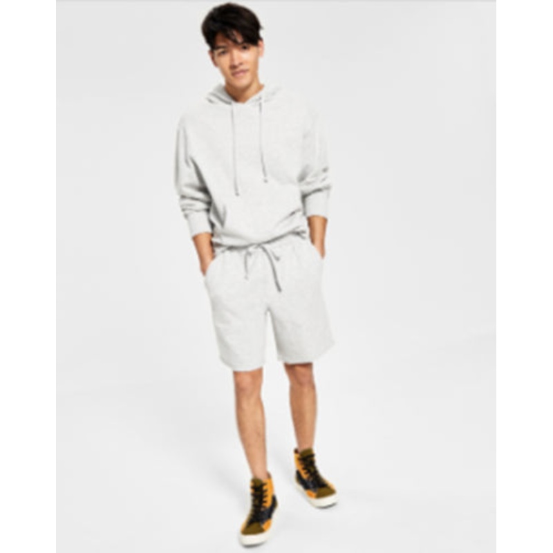 Sun + Stone Mens Garment Dyed Fleece Shorts Heather Grey Large