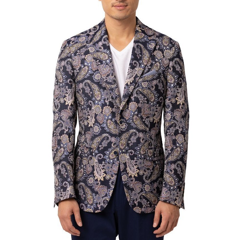 TALLIA Men's Paisley Slim Fit Blazer Sport Coat Medium Indigo