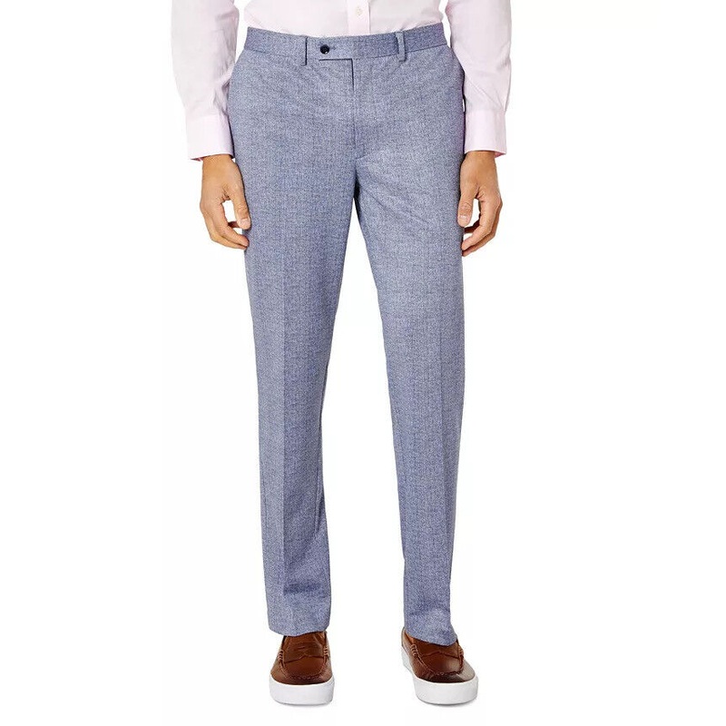 TALLIA Men's Slim-Fit Knit Suit Dress Pants Blue 34 X 32 Plaid