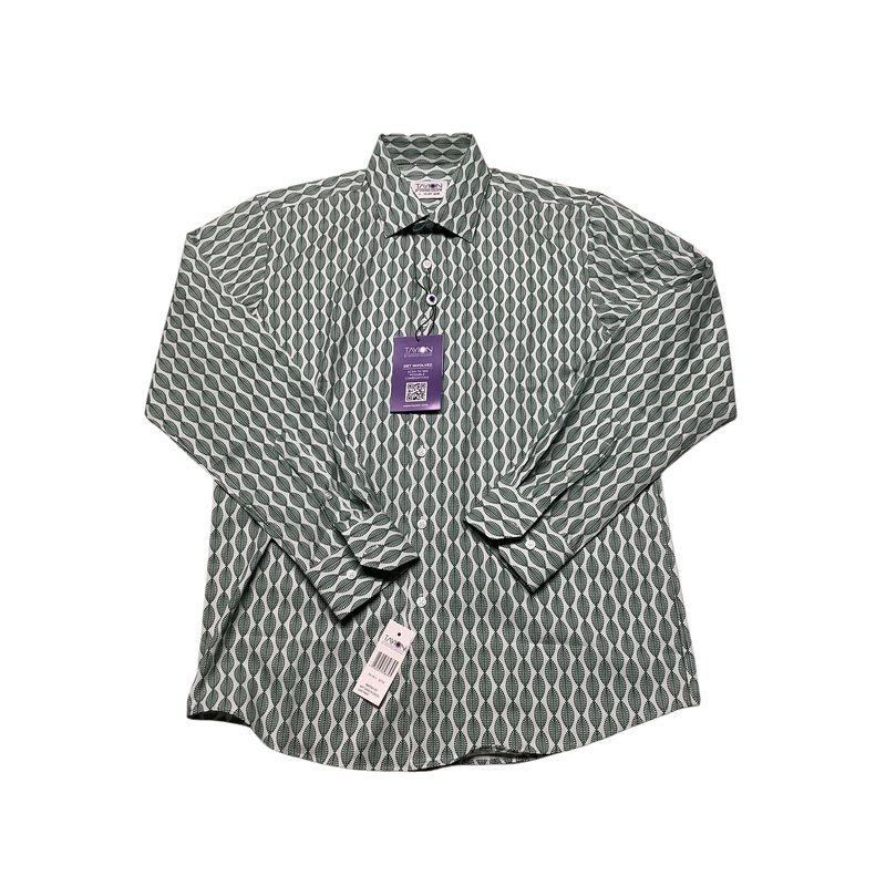 Tayion Collection Mens Regular fit 15-15.5 Button-Up Shirt Medium Green