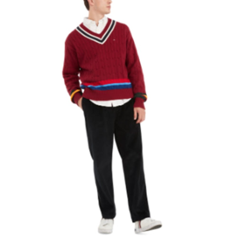 Tommy Hilfiger Men's Crawford Cricket Rouge Red Sweater XL