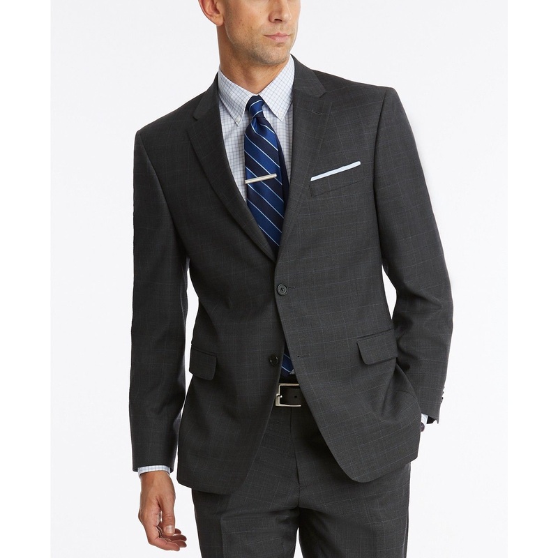 Tommy Hilfiger Modern-Fit TH Flex Performance Plaid Sport Coat 42S Grey
