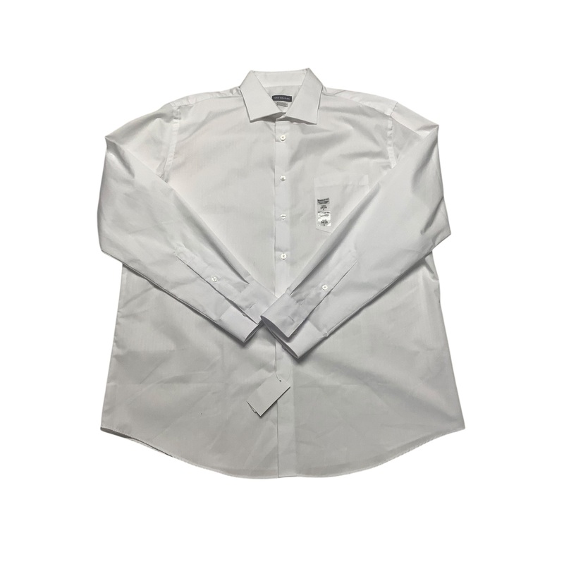 Van Heusen Mens Regular fit Button-Up Shirt Large 16.5 in 34-35 White Solid