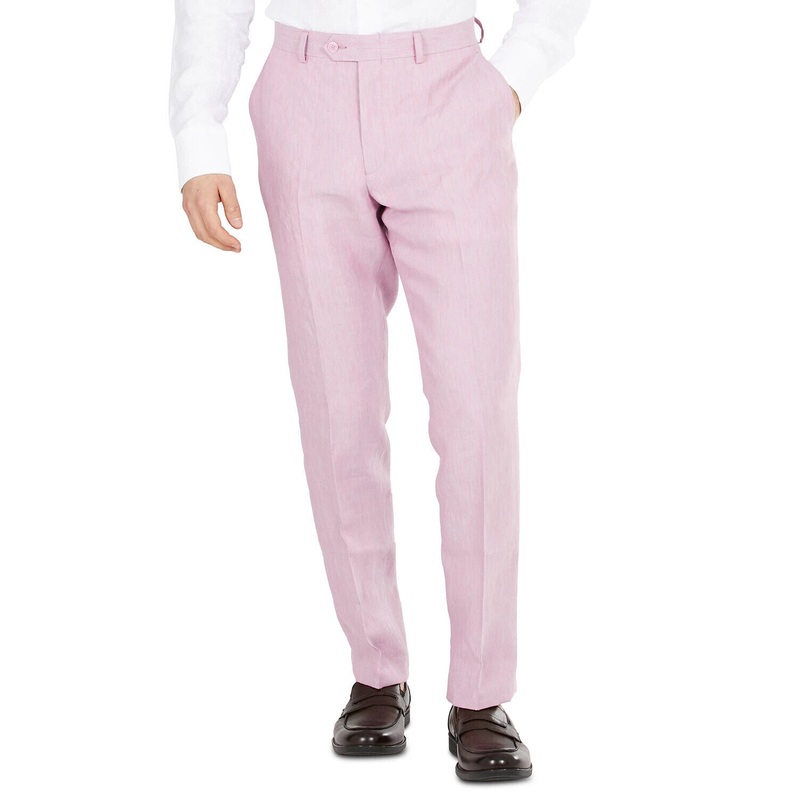 Bar III Men's Dress Pants Pink 29 X 30 Slim-Fit Linen Flat Pant