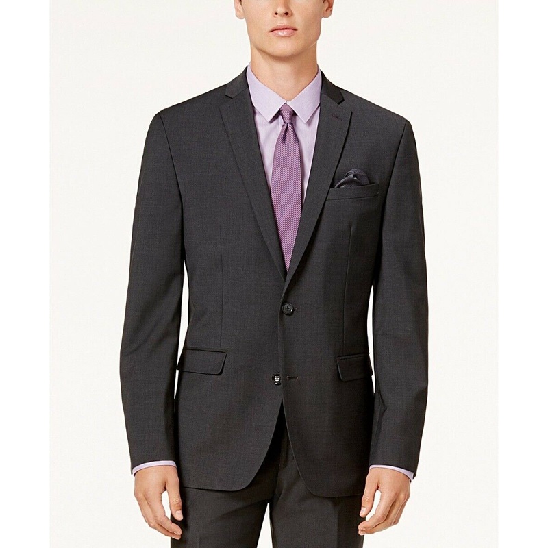 Bar III Men's Suit Jacket 44L Charcoal Grey Slim-Fit Active Stretch