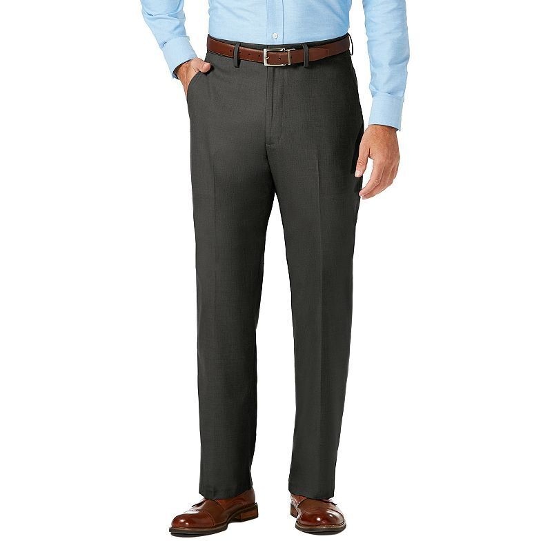 Haggar J.M. Sharkskin Classic-Fit Flex Waistband Flat Dress Pants Grey 42 x 32