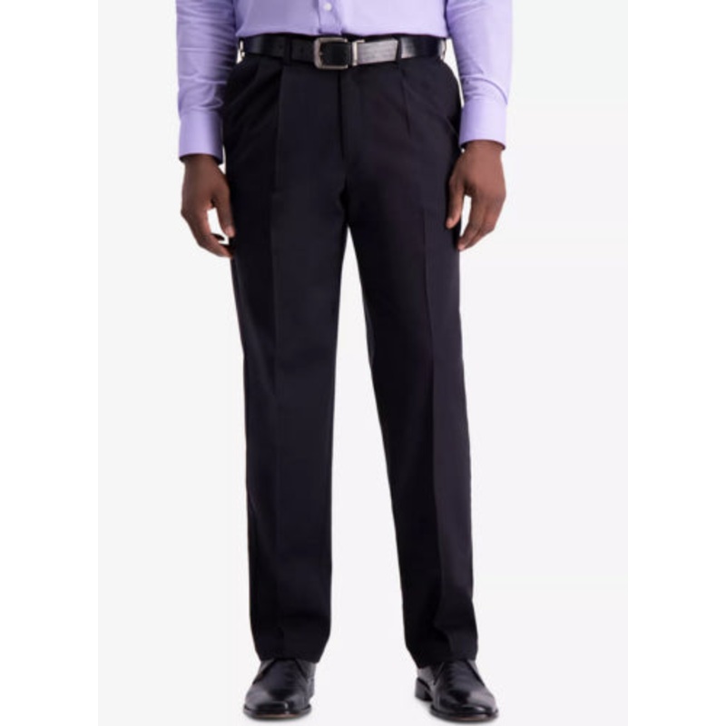 Haggar Men's W2W PRO Classic-Fit Performance Stretch Pleated 34 x 34 Blue