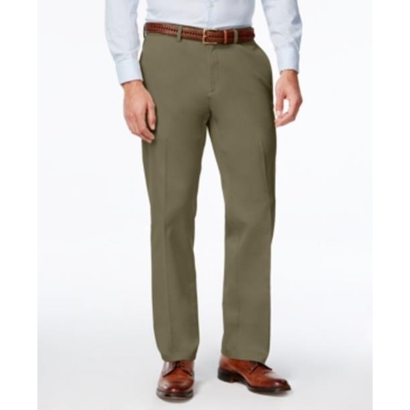 Haggar Premium No Iron Khaki Straight-Fit Stretch Flat-Front Pants Toast 38 x 32