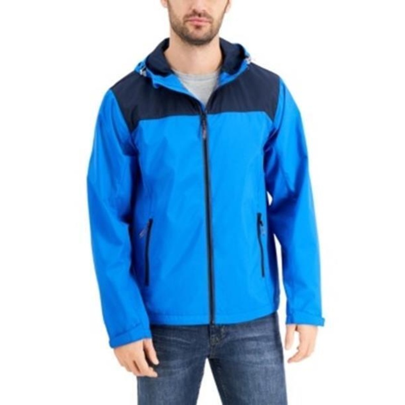 Hawke & Co. Men's All-Season Lightweight Stretch Hooded Rain Jacket XL Blue
