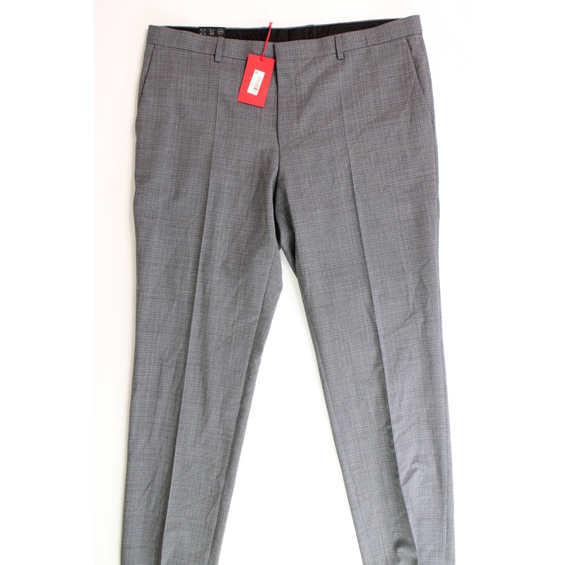 HUGO BOSS Getlin Men's Medium Gray Slim-Fit Wool Dress Pants 40 x 32