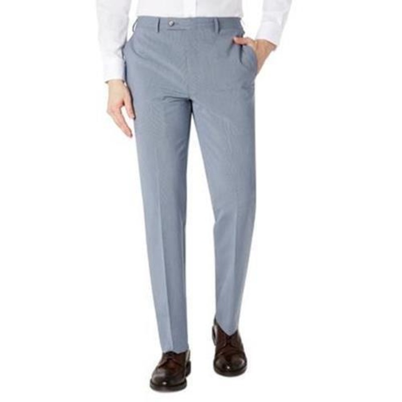LAUREN RALPH LAUREN Men's Classic-Fit Gray Grid Dress Pants 38 x 30 Blue