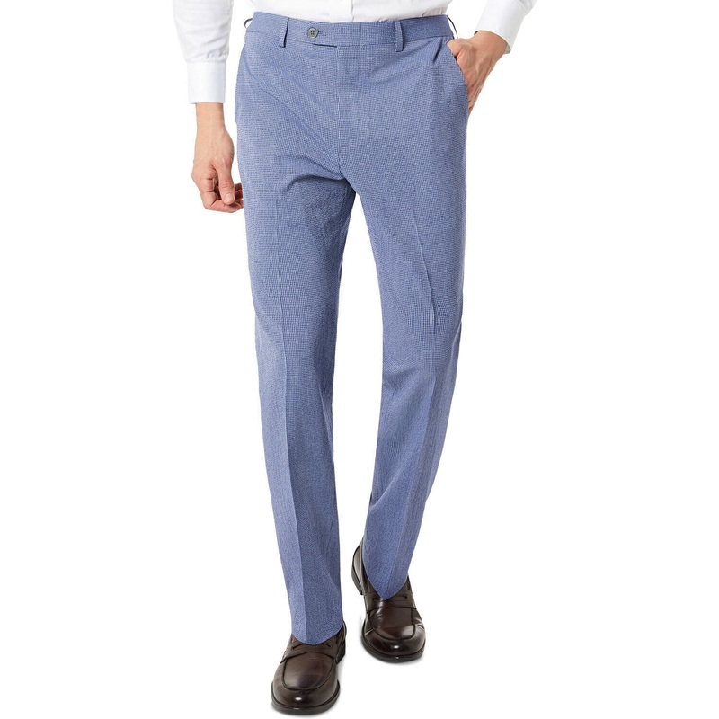 Lauren Ralph Lauren Men's Classic-Fit Seersucker Check Dress Pants 44 x 30 Blue