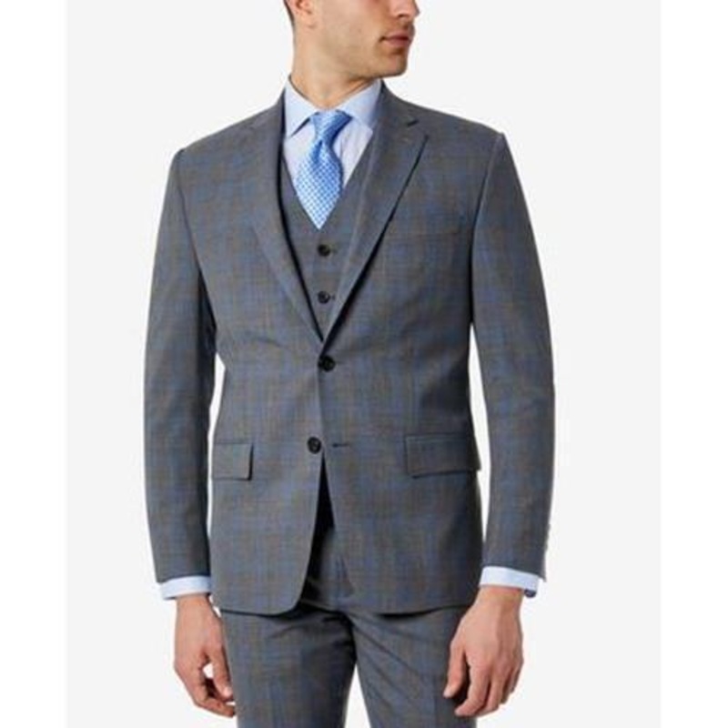 Lauren Ralph Lauren Mens Classic Fit Suit Jacket 42R Grey/Blue Plaid