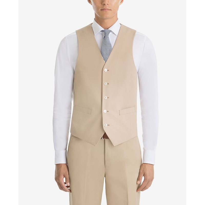 LAUREN RALPH LAUREN Mens Regular Fit Button Suit Vest Medium Tan