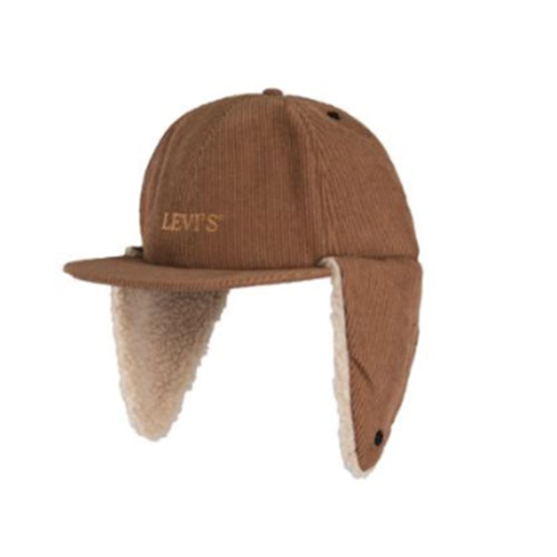 Levi's Men's Corduroy and Sherpa Hunter Hat w/ Ear Flaps Tan