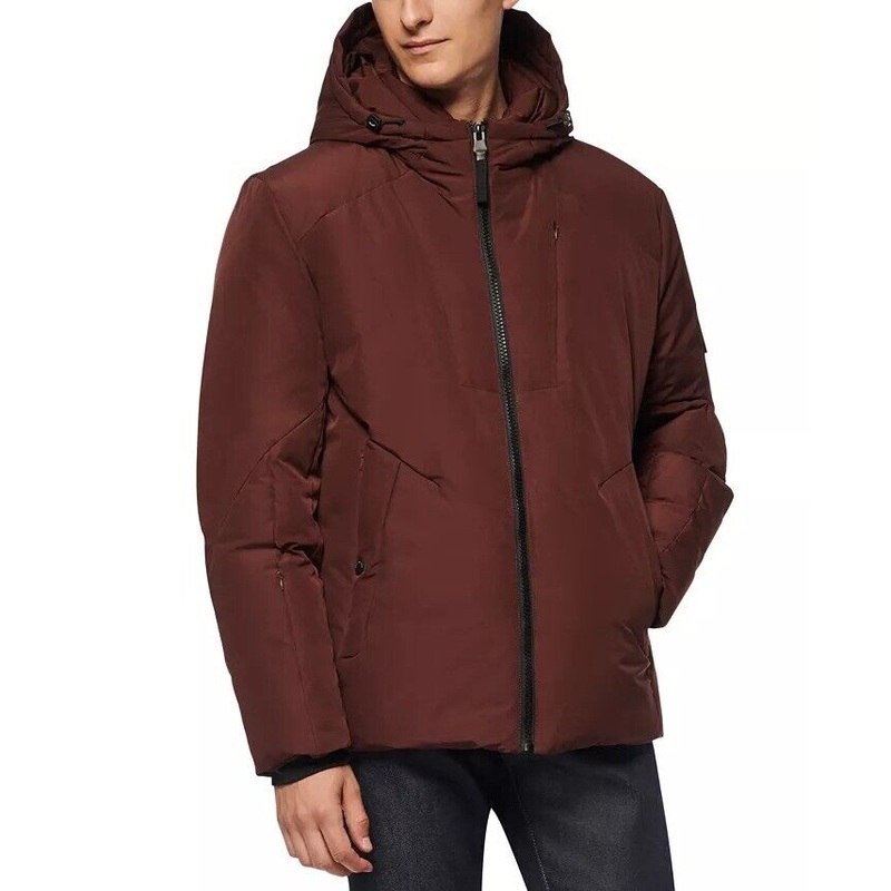 Marc New York Men's Spalding Down-Filled Hooded Jacket Small Oxblood Red