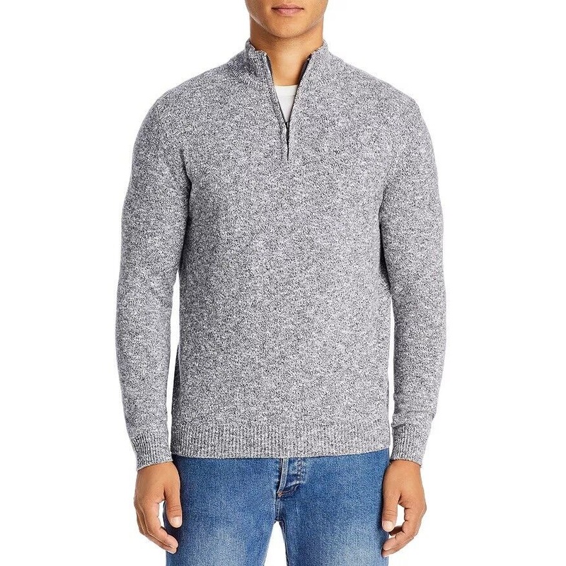 Maurizio Baldassari Mens Donegal Quarter Zip Sweater Small Black / White