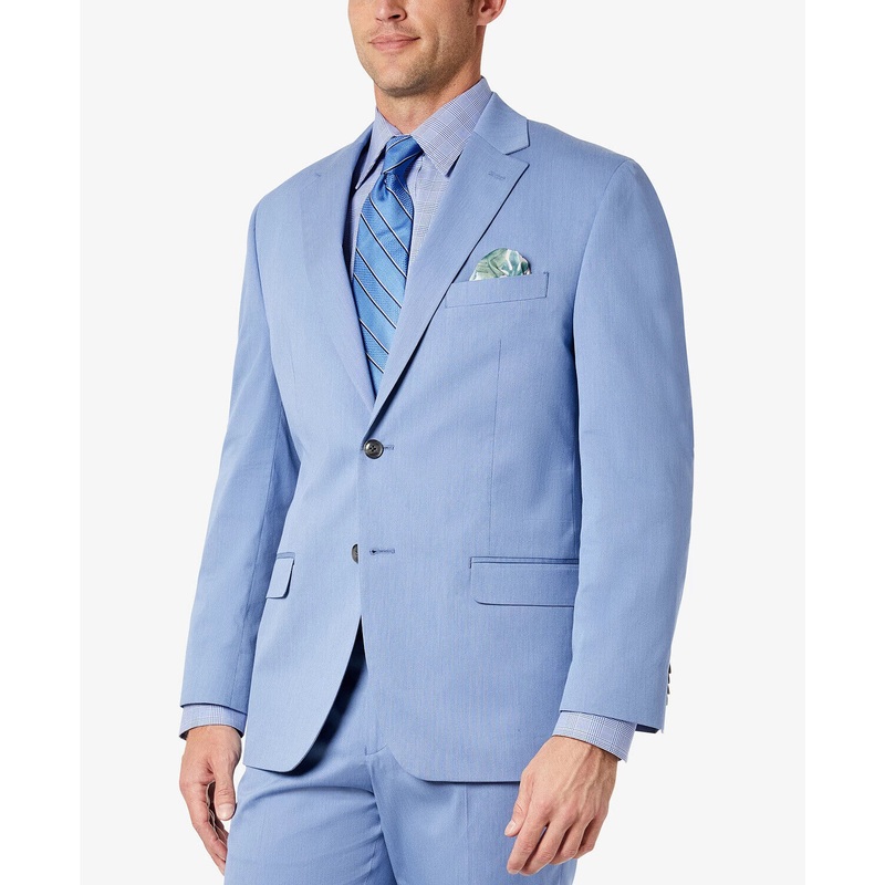 Sean John Men's Classic-Fit Solid Suit Jacket Light Blue 46R Two Button