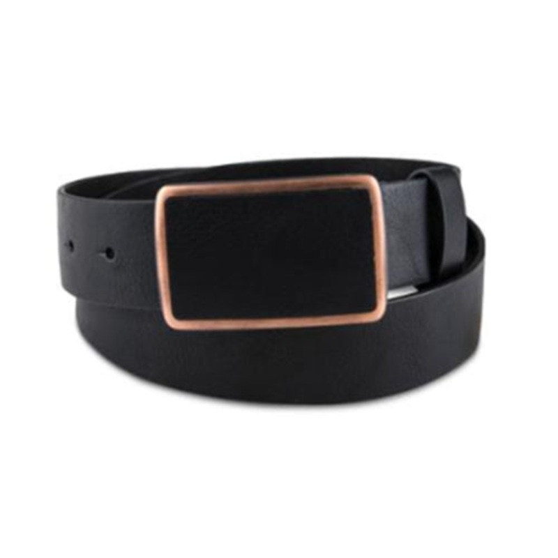 Sun + Stone Mens Plaque Buckle Belt Black Medium 34-36