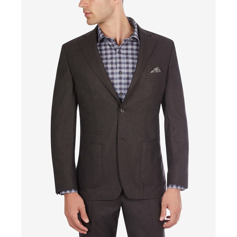 Tallia Men's Slim-Fit Solid Brown Suit Jacket 44S Wool / 2 Button