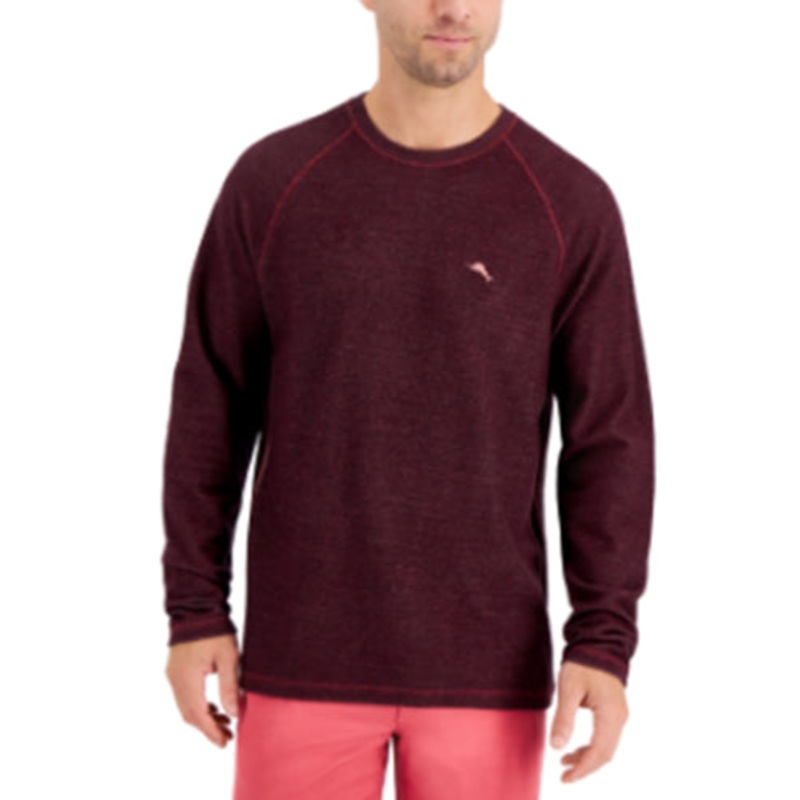 Tommy Bahama Mens Bayview Sweater Cherry Stone Medium