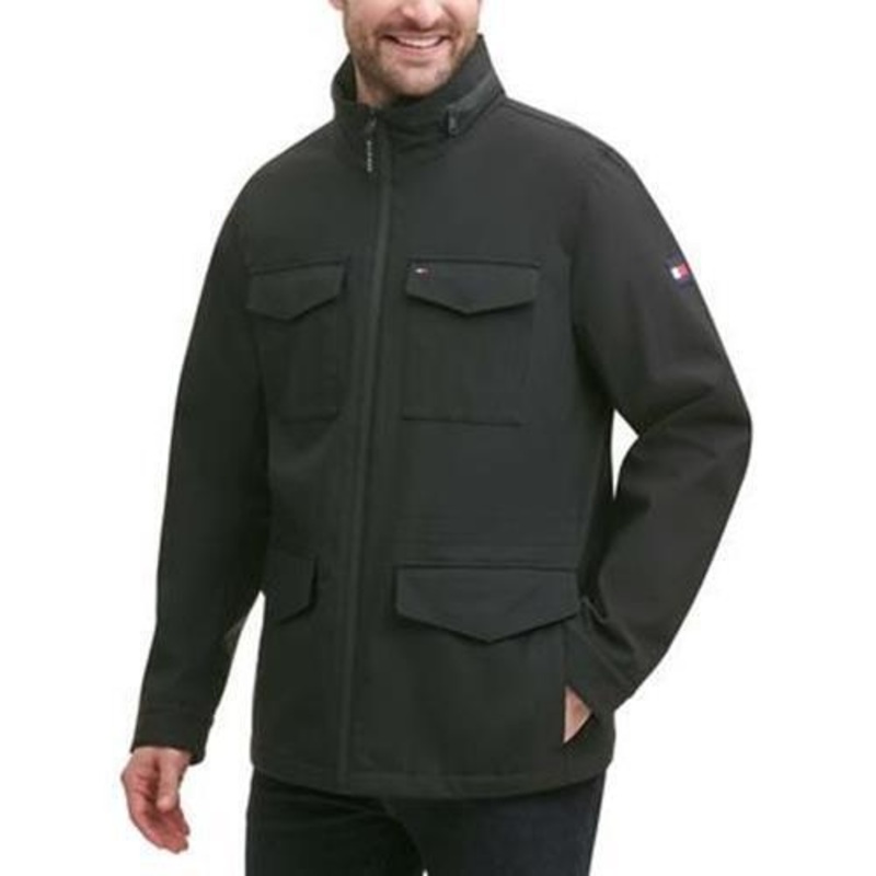 Tommy Hilfiger Men's Regular-Fit Field Jacket Small Black Zip-Out Hood