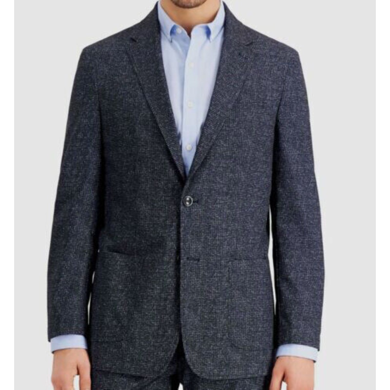 TOMMY HILFIGER Mens Modern Fit Stretch Blue Houndstooth Suit Jacket 40L