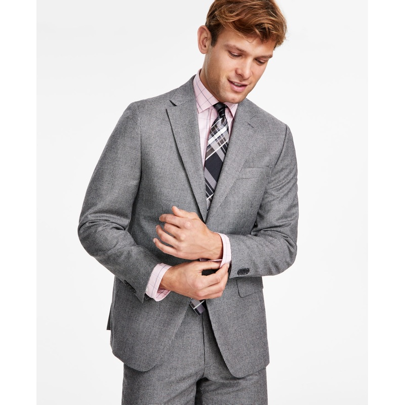 Tommy Hilfiger Mens Modern fit Suit Jacket Blazer 40 L Black Check Stretch