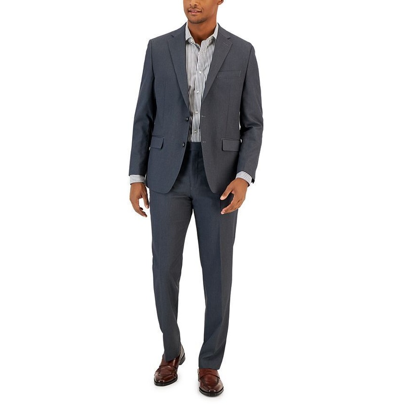 VAN HEUSEN Men's Flex Classic Fit Suit 37R / 31 x 32 Charcoal grey Flat Pant