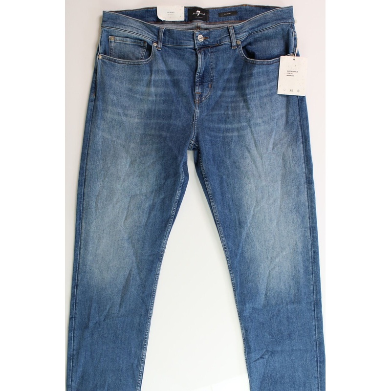 7 For All Mankind Mens Slimmy Squiggle Jeans in Intuitive Blue Wash Size 38