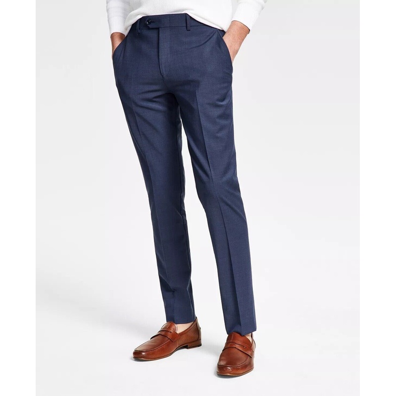 Bar Iii Men's Slim-Fit Solid Suit Dress Pants Blue 32 x 34 Flat Front Pant