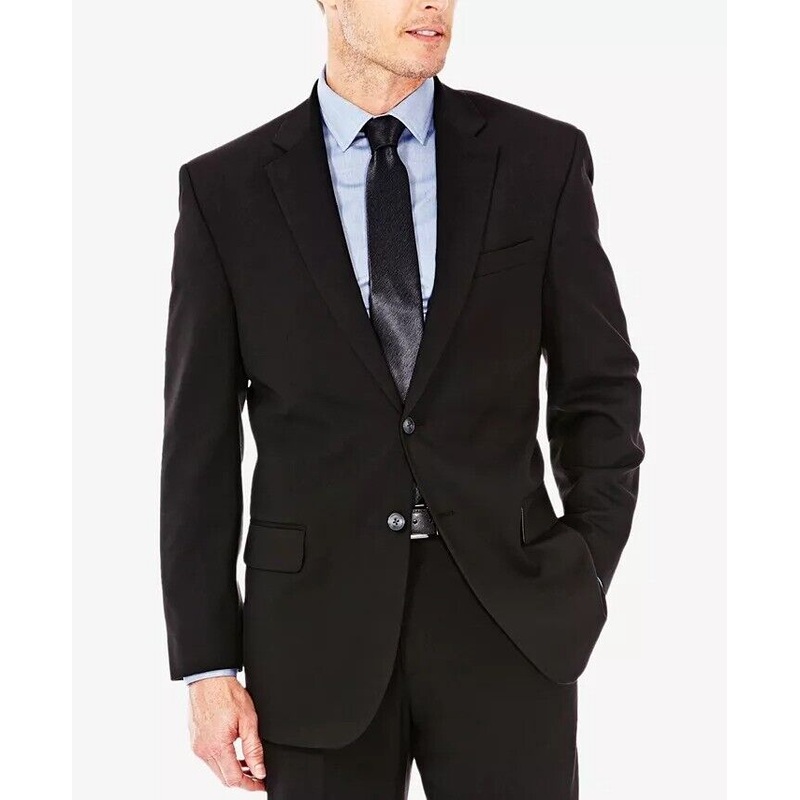 HAGGAR J.M. Mens Regular Fit Stretch Sharkskin Suit Jacket 38R Black