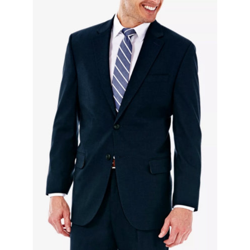 HAGGAR J.M. Mens Regular Fit Stretch Sharkskin Suit Jacket 40S Dark Navy